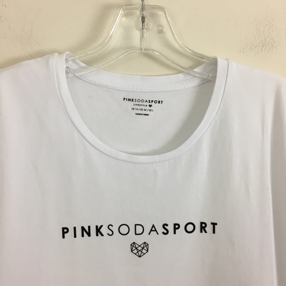 Pink Soda Sports White T-shirts Women's Size Large High Quality Thick Cotton - Picture 3 of 10
